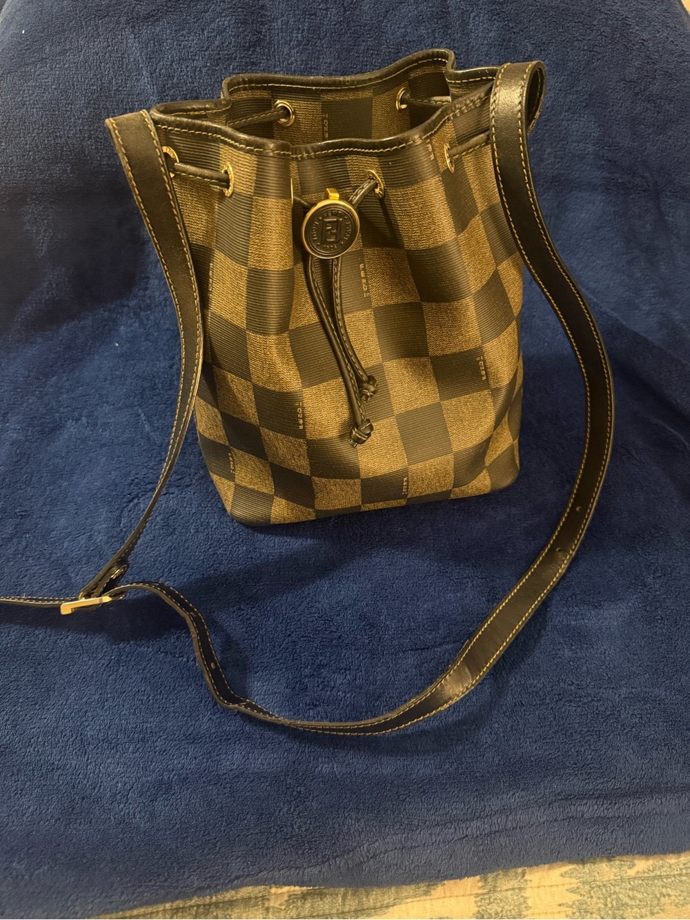 Fendi Bucket Crossbody Bag in Checkerboard Print